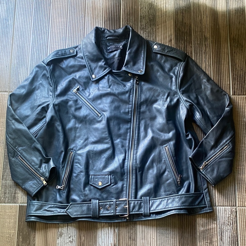 ASOS DESIGN oversized premium real leather biker jacket